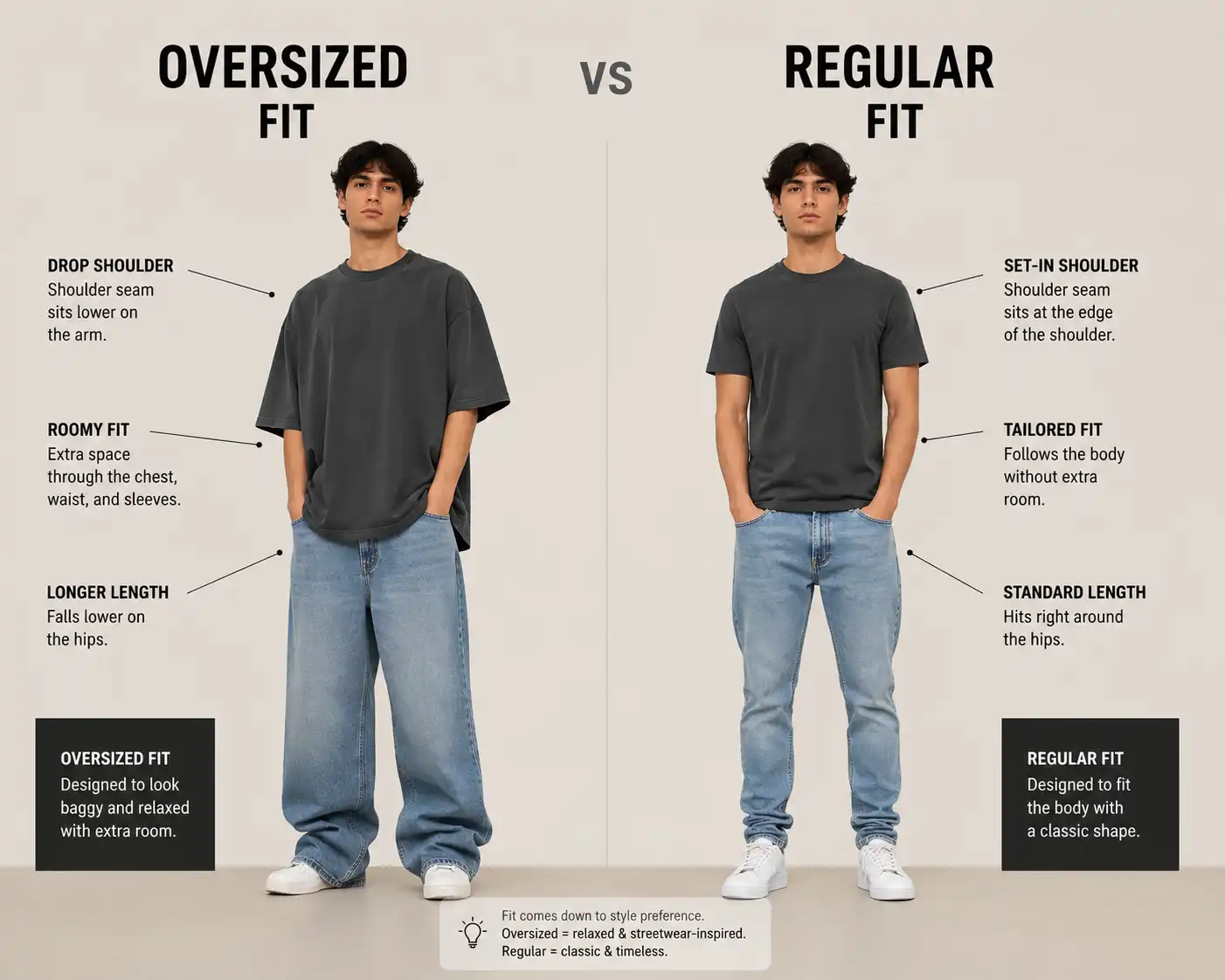 Oversized vs. Regular Fit: How to Choose the Perfect T-Shirt Silhouette