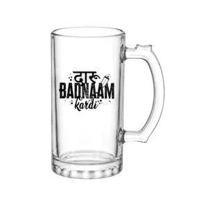 Daru Badnaam Kardi Printed Beer Mug