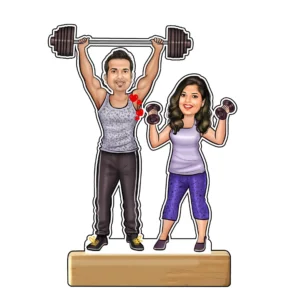 Gym Fitness Couple Caricature Cutout