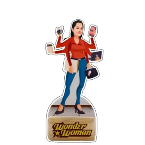 Multitasking Woman Caricature Cutout