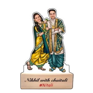 Traditional Indian Couple Caricature Cutout